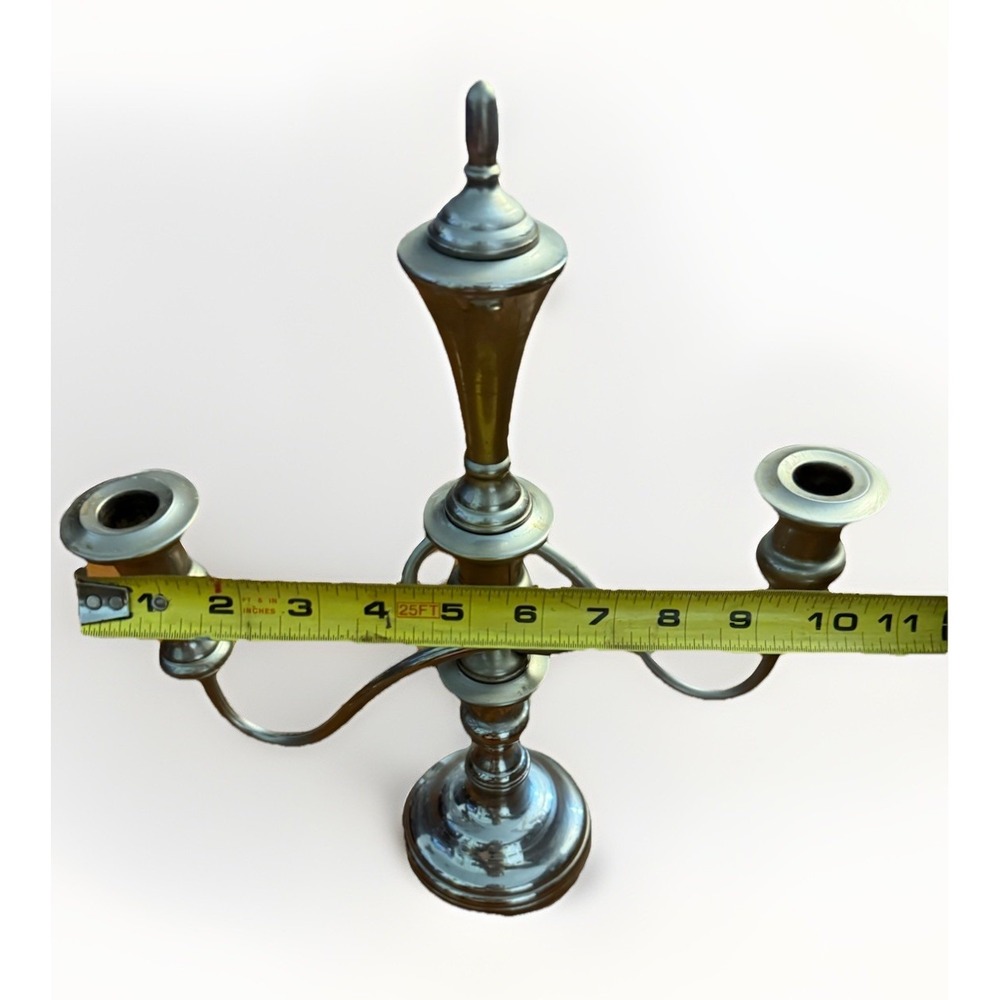 Vintage Silver Plated 2-Arm Metal Candelabra Candle Holder Japan Marked 14x10in - Picture 2 of 7
